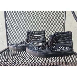 Vans Black High Top Canvas Sneakers with tribal design
